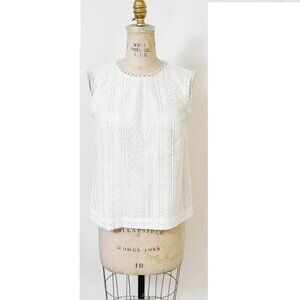 J Crew Mixed Lace Cream Floral Top Blouse Lined Style H7040 sz 6